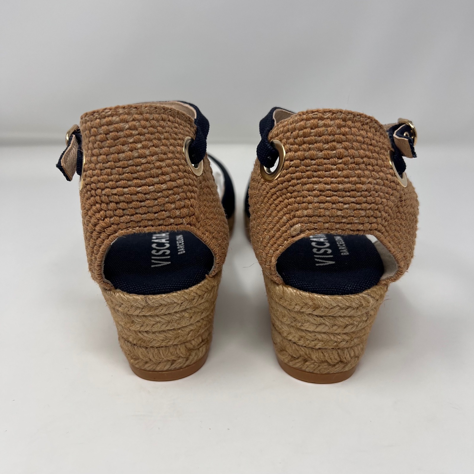 Viscata Pubol Espadrille Wedge Sandals Womens 40 Us 9 Navy Canvas Spain Nib — image 3 of 8